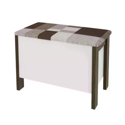 Imagem de Puff Baú Multiuso Tecno Mobili - Branco/Nogal