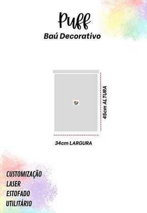 Imagem de Puff Baú Não É Segredo Moto Linho Marrom Mesclado 34X45