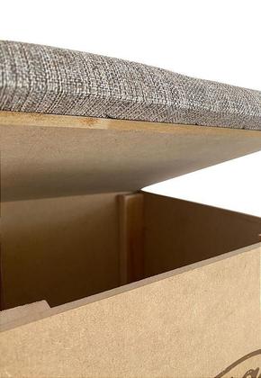 Imagem de Puff Baú Não É Segredo Moto Linho Marrom Mesclado 34X45