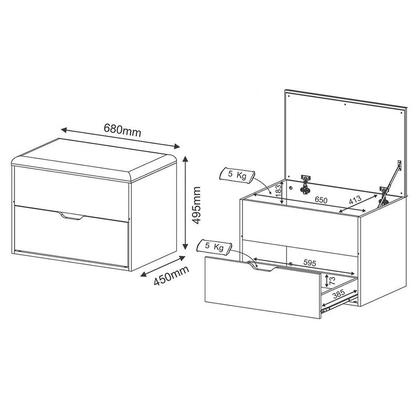 Imagem de Puff Baú Organizador 68x49,5x45 cm Amêndoa Tecido 1013