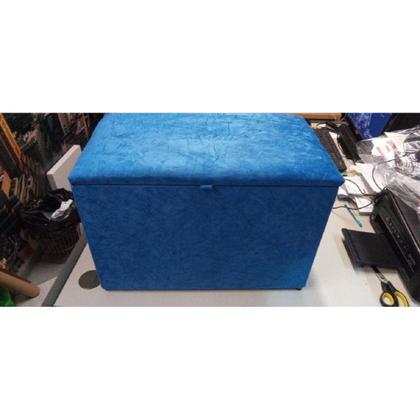 Imagem de Puff Baú Porta Objetos Médio - Azul Suede