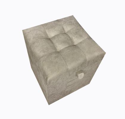 Imagem de Puff baú quadrado em suede amassado 35 cm - bege claro
