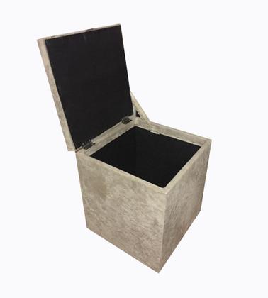 Imagem de Puff baú quadrado em suede amassado 35 cm - bege claro