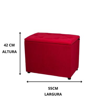 Imagem de Puff Baú Retangular Espaçoso Guarda Objetos Brinquedos Livros