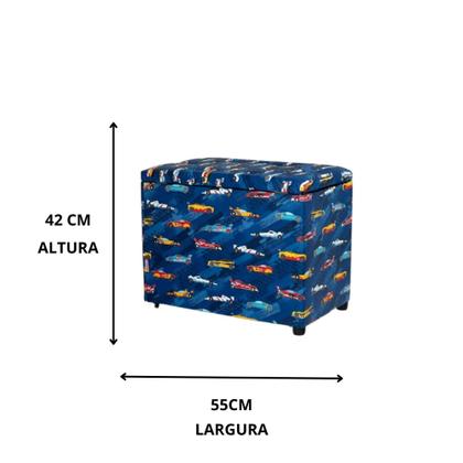 Imagem de Puff Baú Retangular Espaçoso Guarda Objetos Brinquedos Livros