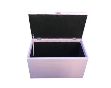 Imagem de Puff baú retangular para sala, quarto c/ pistão á gás - rosa claro material sintético