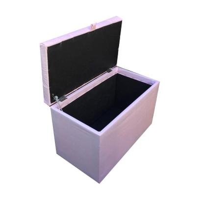 Imagem de Puff baú retangular para sala, quarto c/ pistão á gás - rosa claro material sintético