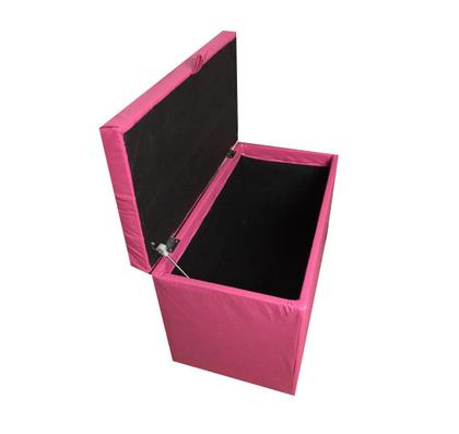 Imagem de Puff baú retangular para sala, quarto c/ pistão á gás - rosa pink material sintético