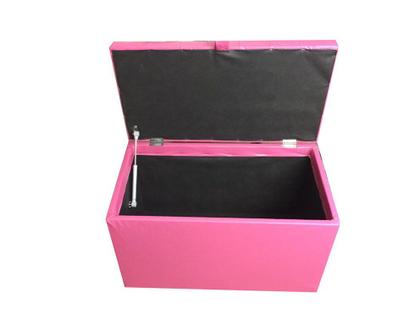 Imagem de Puff baú retangular para sala, quarto c/ pistão á gás - rosa pink material sintético