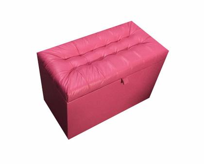 Imagem de Puff baú retangular para sala, quarto c/ pistão á gás - rosa pink material sintético