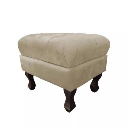 Imagem de Puff Baú Retrô Luis Xv Capitonê Bege - DS Estofados