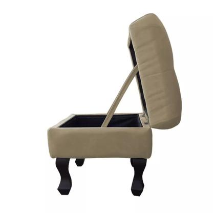 Imagem de Puff Baú Retrô Luis Xv Capitonê Bege - DS Estofados