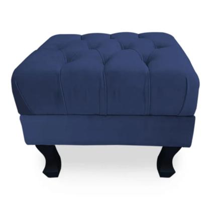 Imagem de Puff Baú Retrô Luis Xv Capitonê Suede Azul Marinho - DS Estofados