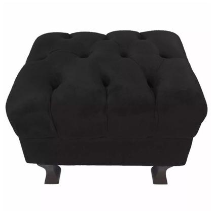 Imagem de Puff Baú Retrô Luis Xv Capitonê Suede Preto - DS Estofados