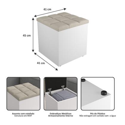 Imagem de Puff Baú Suede Organizador Decorativo Para Sala Quarto Escritório  Pek Móveis
