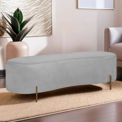 Imagem de Puff Calçadeira Orgânico Maitê 1,38m Cama Casal Bouclê Cinza SOFA STORE