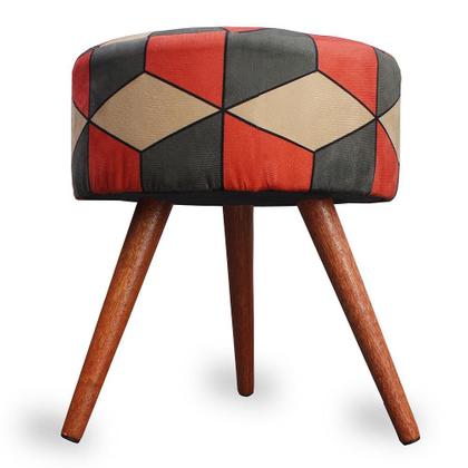 Imagem de Puff Cama Inbox Kingston Redondo com Pés em Madeira Maciça Tecido Suede