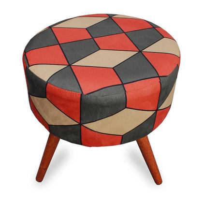 Imagem de Puff Cama Inbox Kingston Redondo com Pés em Madeira Maciça Tecido Suede