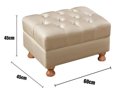 Imagem de Puff Chesterfield Luis XV Pufe Vintage Banqueta Botonê