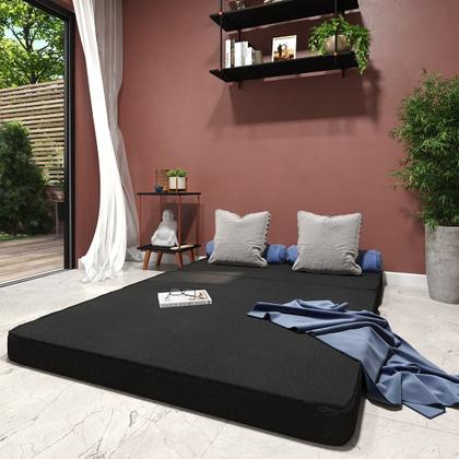 Imagem de Puff Colchonete Casal 3 em 1 Colchão Dobrável Sofá Multiuso Quarto Sala Móveis Bonatto