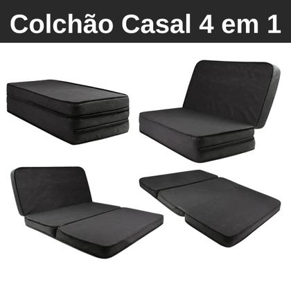 Imagem de Puff, Colchonete Dobrável colchao ,Sofá, 4 em 1, Casal ,Confortavel, Pratico Macio Resistente Portatil Leve Acampamento