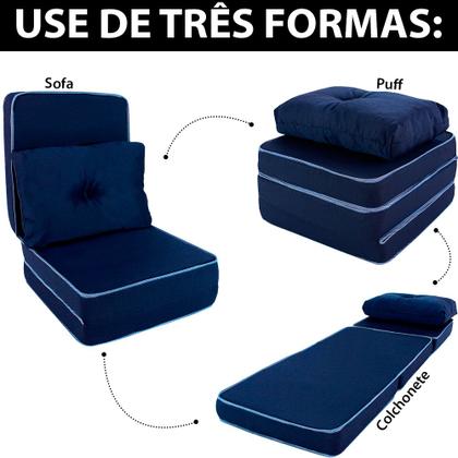 Imagem de Puff Colchonete Dobrável / Sofá 3 em 1 Espuma D33 + Travesseiro Solteiro BF Colchões