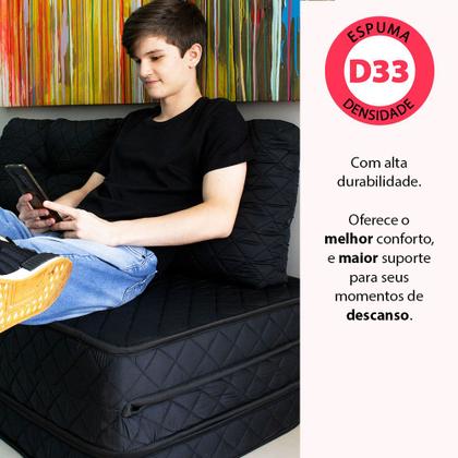 Imagem de Puff Colchonete Dobrável / Sofá 3 em 1 Espuma D33 + Travesseiro Solteiro BF Colchões
