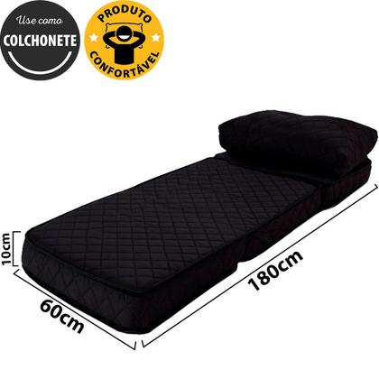 Imagem de Puff Colchonete Dobrável / Sofá 3 em 1 Espuma D33 + Travesseiro Solteiro BF Colchões