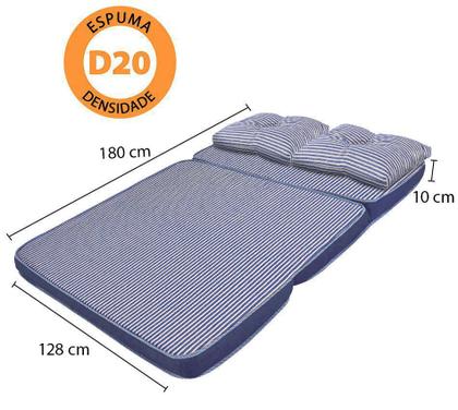 Imagem de Puff Colchonete Dobrável / Sofá 3 em 1 + Travesseiro Casal BF Colchões 