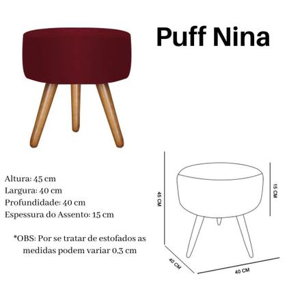 Imagem de Puff Decorativo Nina Platinum Decor Marsala