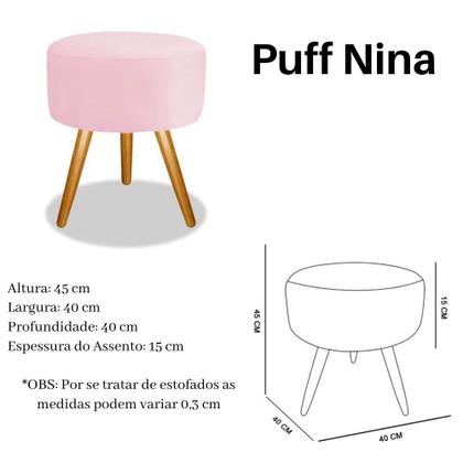 Imagem de Puff Decorativo Nina Platinum Decor Rosa