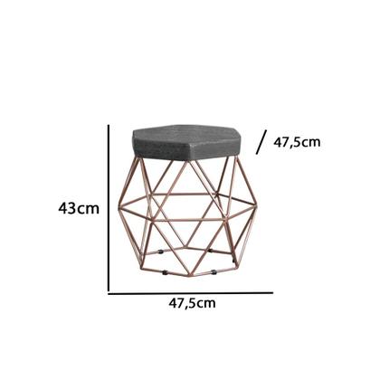 Imagem de Puff Decorativo Onix Com Armação Bronze Para Sala Em Linho