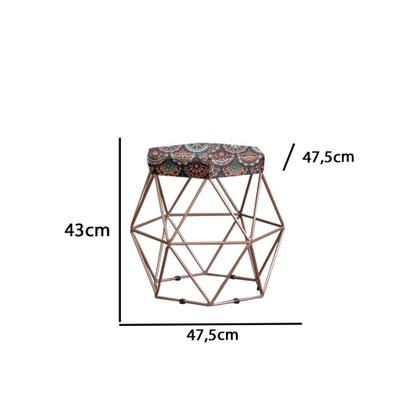 Imagem de Puff Decorativo Onix Com Armação Bronze Para Sala Em Suede