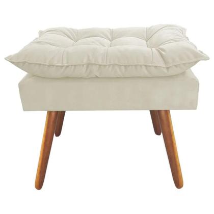 Imagem de Puff Decorativo Opalla Pés Palito Suede Bege - DS Estofados