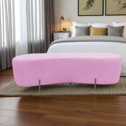 Imagem de Puff Decorativo Orgânico Alana Suede Rosa Bebê