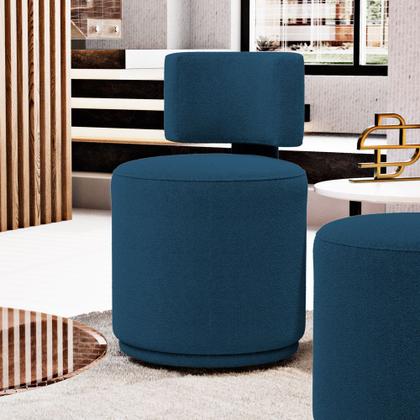Imagem de Puff Decorativo Orgânico Living Melis Minimalista Bouclê Azul Marinho - Abmaza