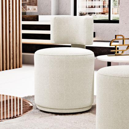 Imagem de Puff Decorativo Orgânico Living Melis Minimalista Bouclê Bege - Abmaza