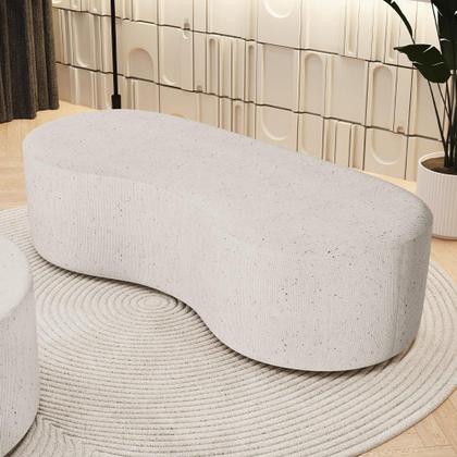 Imagem de Puff Decorativo Orgânico para Living Quarto 140cm Orbit W01 Linho Cru - Lyam Decor