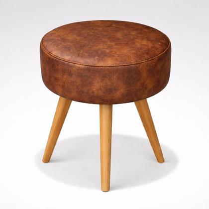 Imagem de Puff Decorativo Redondo 36x36 Reforçado com Pés Palito Apoio Multiuso