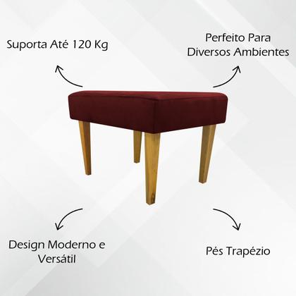 Imagem de Puff Decorativo Retangular Para Sala Recepção Charme Pé Trapézio Suede Cores