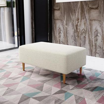 Imagem de Puff Decorativo Sala de Estar Cléo W01 Pés Palito 90 cm Linho Champagne - Lyam Decor