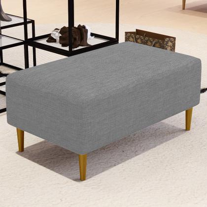 Imagem de Puff Decorativo Sala de Estar Cléo W01 Pés Palito 90 cm Linho Cinza Escuro - Lyam Decor
