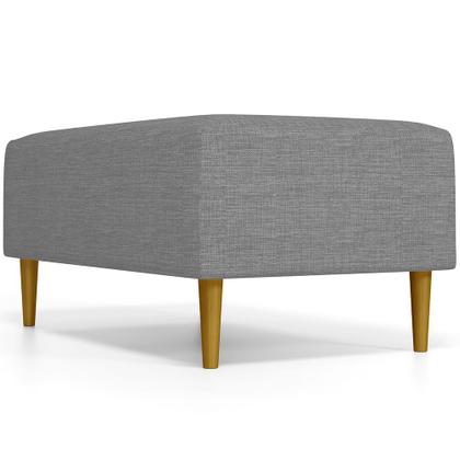 Imagem de Puff Decorativo Sala de Estar Cléo W01 Pés Palito 90 cm Linho Cinza Escuro - Lyam Decor