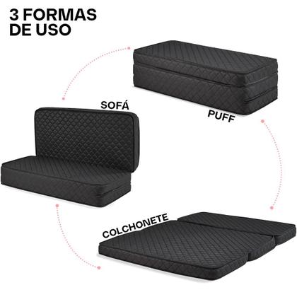 Imagem de Puff Dobrável Casal 3 em 1 Multiuso 100% Espuma D33 BF Colchões