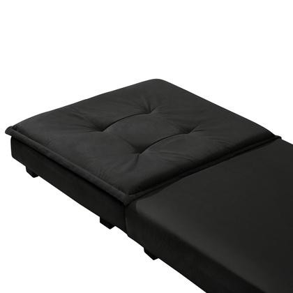 Puff Dobrável Que Vira Cama Solteiro Para Sala Quarto Area de Lazer Tecido Estofado Preto Com Bau e Rodinha - Mini Me Artigos Imagem de Puff Dobrável Que Vira Cama Solteiro Para Sala Quarto Area de Lazer Tecido Estofado Preto Com Bau e Rodinha