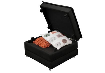 Puff Dobrável Que Vira Cama Solteiro Para Sala Quarto Area de Lazer Tecido Estofado Preto Com Bau e Rodinha - Mini Me Artigos Imagem de Puff Dobrável Que Vira Cama Solteiro Para Sala Quarto Area de Lazer Tecido Estofado Preto Com Bau e Rodinha