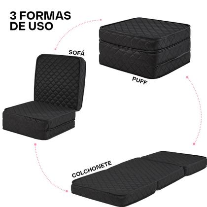 Imagem de Puff Dobrável Solteiro 3 em 1 Multiuso 100% Espuma D33 BF Colchões