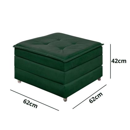 Imagem de Puff Estofado Dobrável 3 em 1 Vira Cama Solteiro Versátil Confortável para quarto escritório Resistente Com Rodízios Rodinhas E Baú