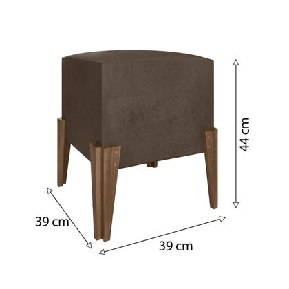 Imagem de Puff Estofado Tecido Suede com Pés em Madeira Maciça