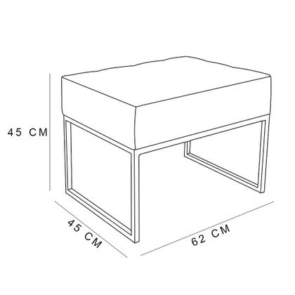 Imagem de Puff Lisa Linho Bege Base Metálica Industrial Dourado - Pallazio